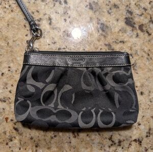 Coach Signature Black and Gray Wristlet